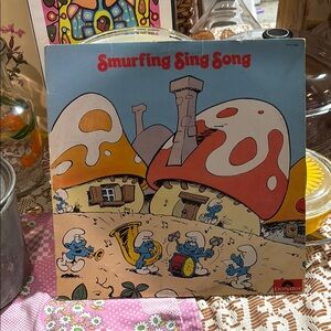 Polydor Smurfing Sing Song Vinyl Record - Blue, Red, Yellow